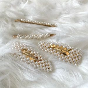 Faux Pearl Hair Accessories Gold Clips & Hair Pins